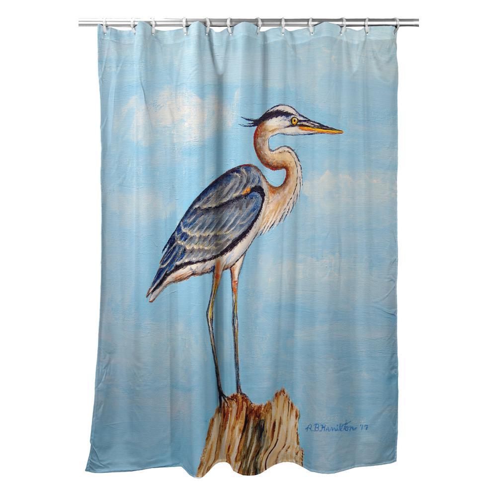 Blue Heron on Stump Shower Curtain. Picture 1