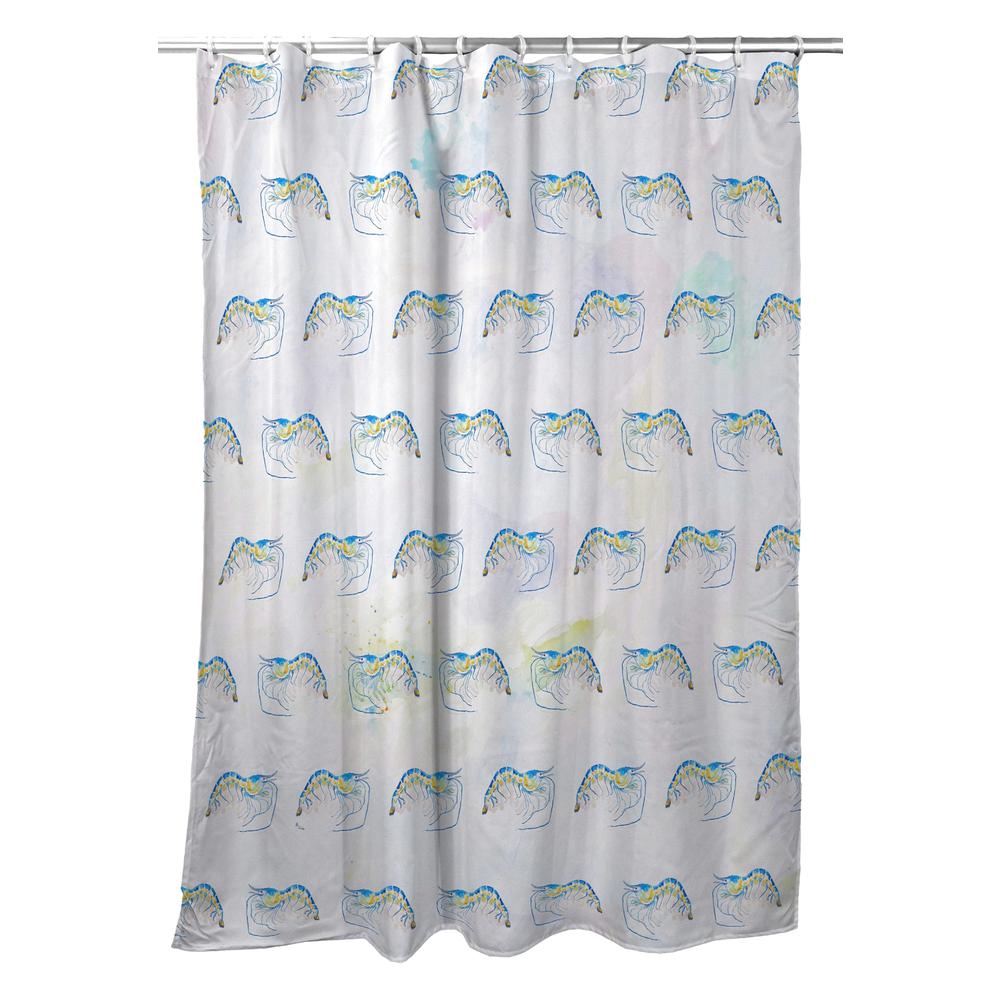 Blue Shrimp Tiled Shower Curtain. Picture 1