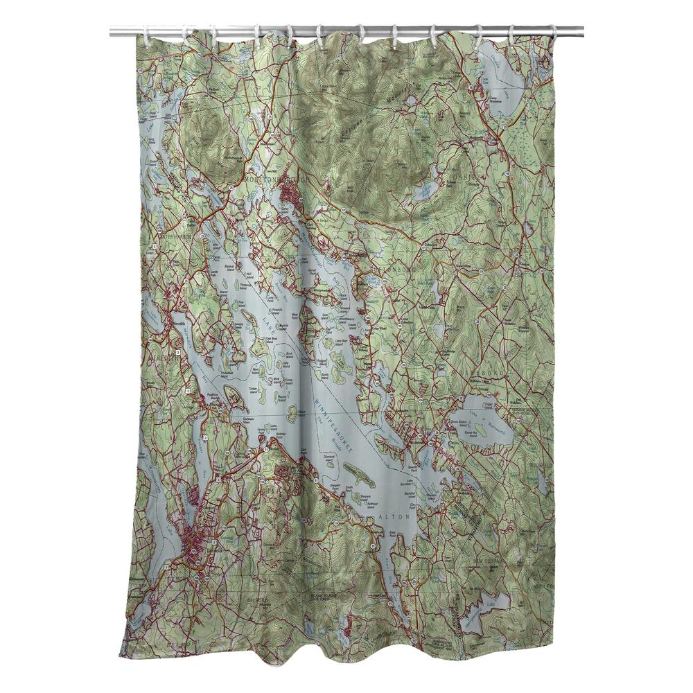 Lake Winnipesaukee, NH Nautical Map Shower Curtain. Picture 1