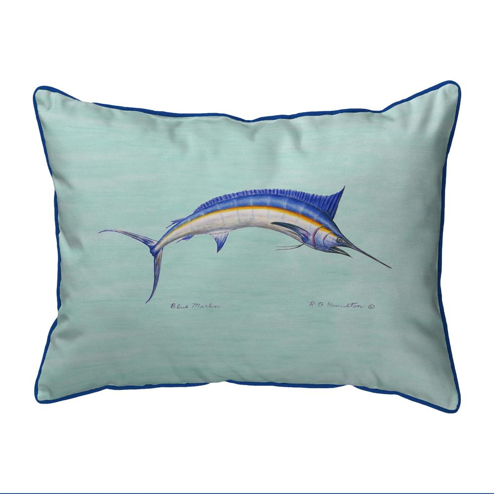 Blue Marlin - Teal Small Indoor/Outdoor Pillow 11x14. Picture 1