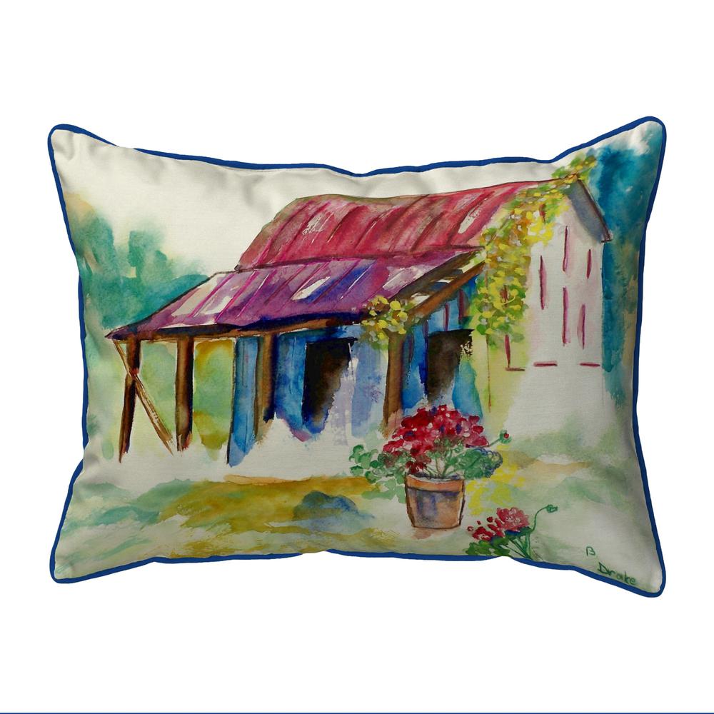 Barn & Geranium Small Indoor/Outdoor Pillow 11x14. Picture 1