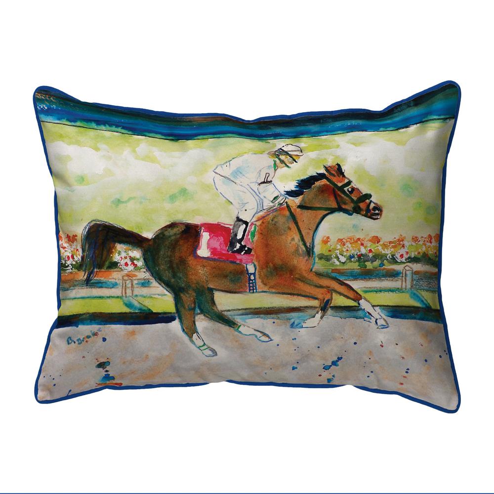 Racing Horse Small Indoor/Outdoor Pillow 11x14. Picture 1