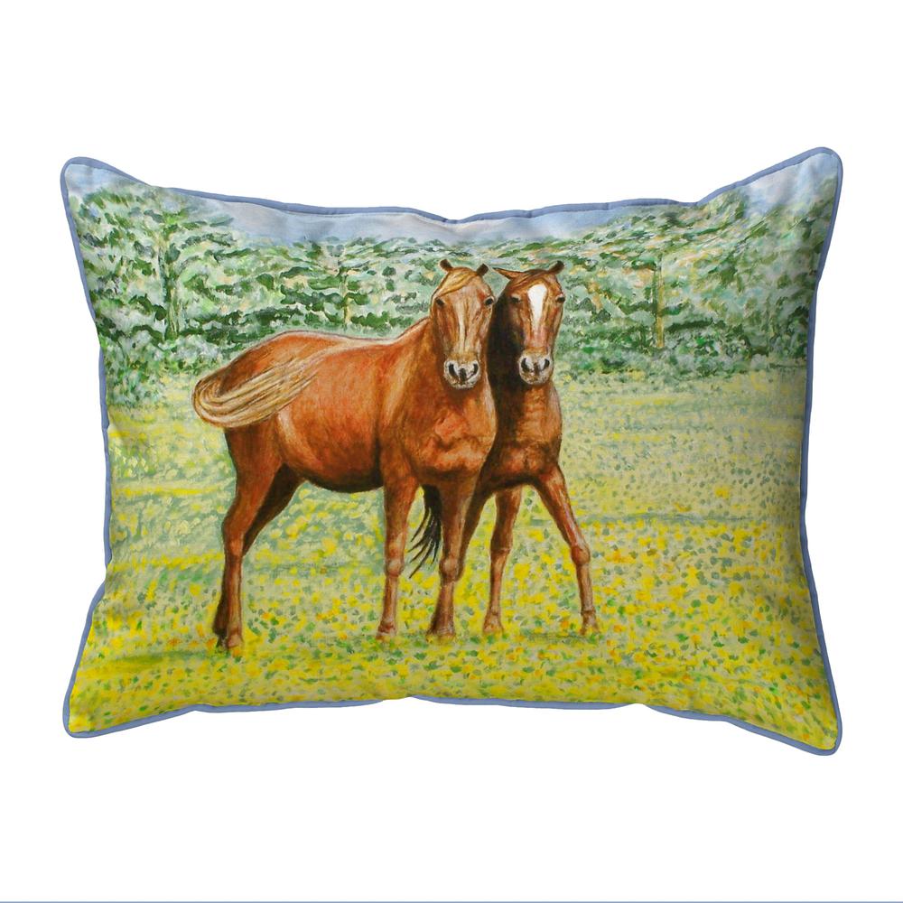 Two Horses Small Indoor/Outdoor Pillow 11x14. Picture 1