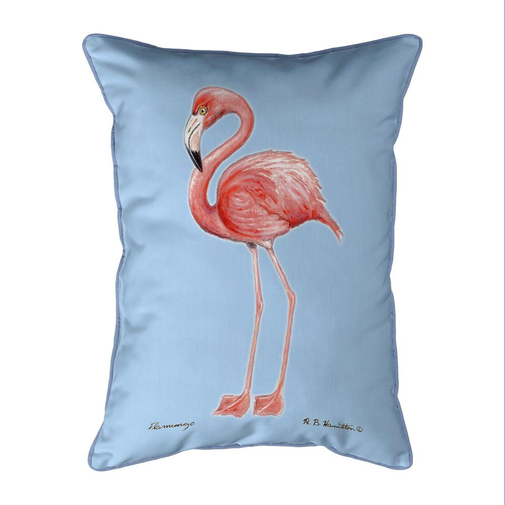 Flamingo Light Blue Background Small Corded Indoor/Outdoor Pillow 11x14. Picture 1