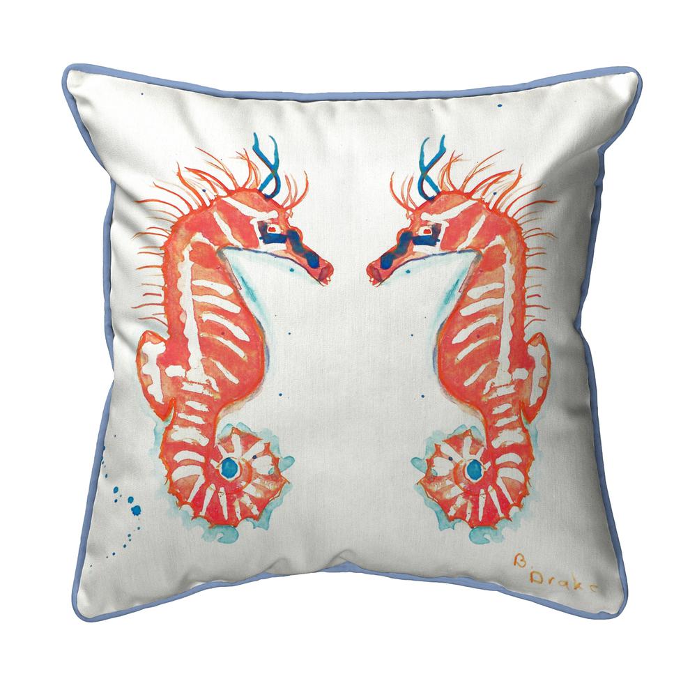 Coral Sea Horses Small Indoor/Outdoor Pillow 12x12. Picture 1