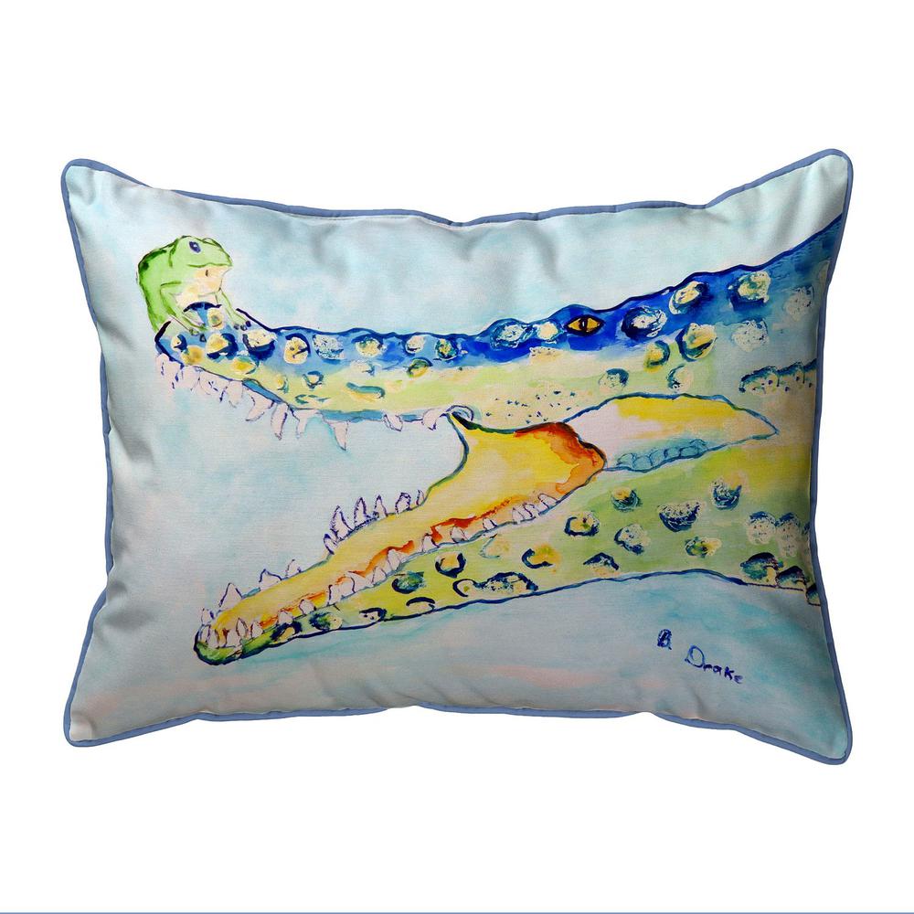 Crocodile & Frog Small Indoor/Outdoor Pillow 11x14. Picture 1
