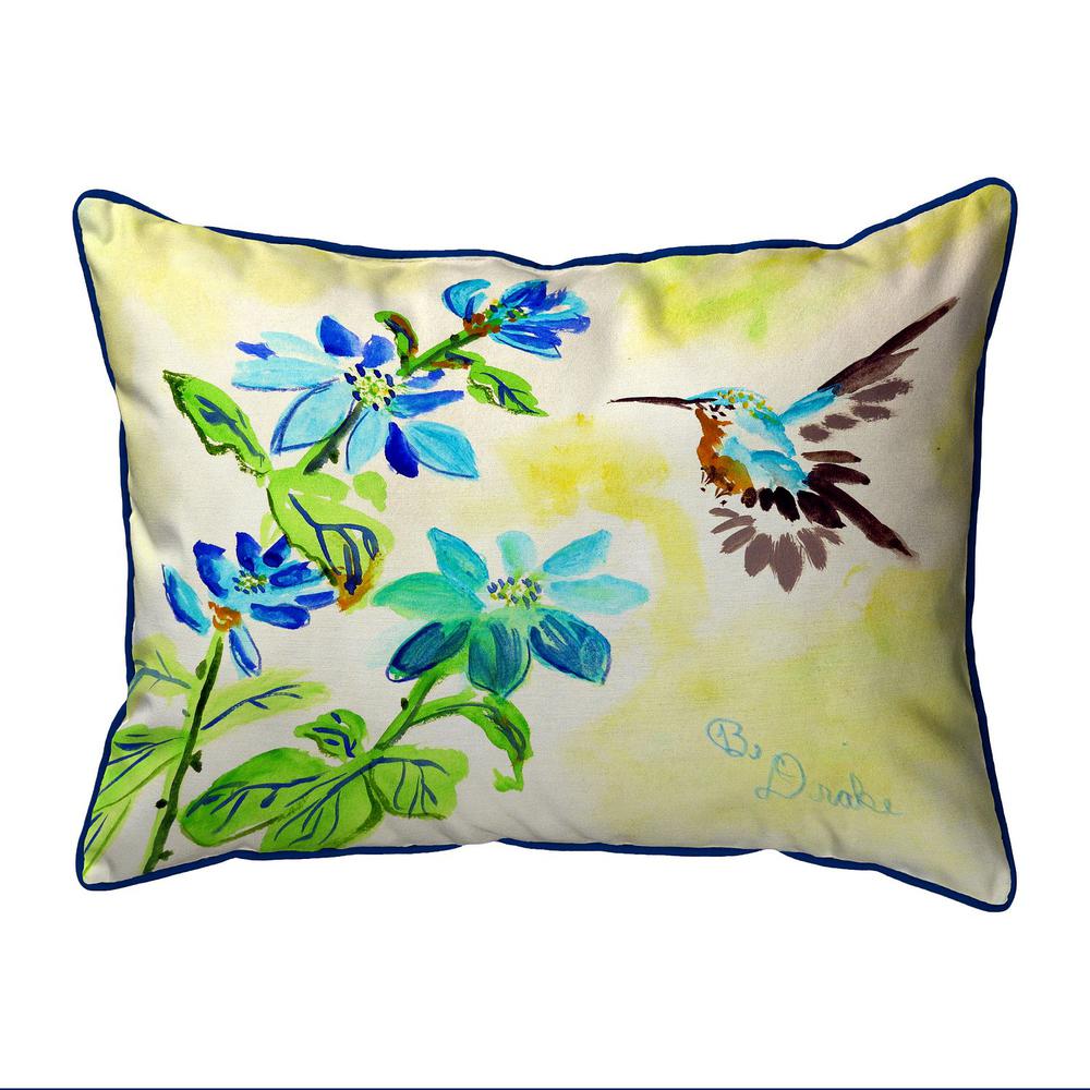 Aqua Hummingbird Small Indoor/Outdoor Pillow 11x14. Picture 1