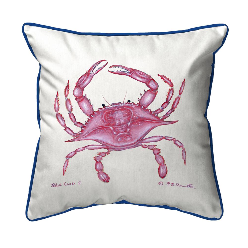 Pink Crab Small Indoor/Outdoor Pillow 12x12. Picture 1