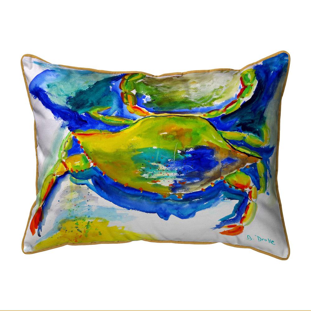 Blue & Yellow Crab Small Indoor/Outdoor Pillow 11x14. Picture 1