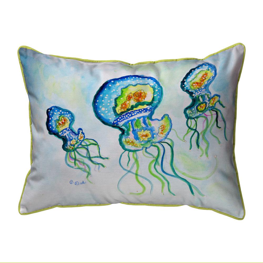 Three Jellyfish Small Indoor/Outdoor Pillow 11x14. Picture 1
