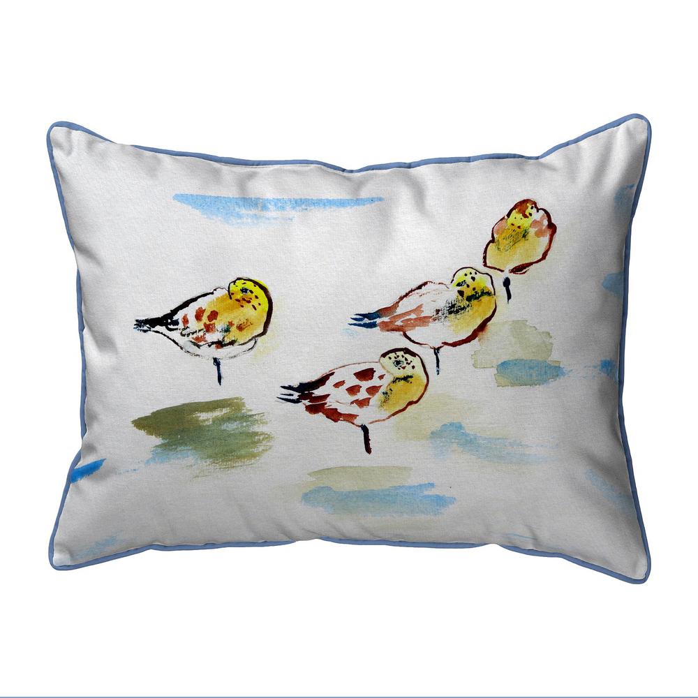 Four Sanderlings Small Indoor/Outdoor Pillow 11x14. Picture 1