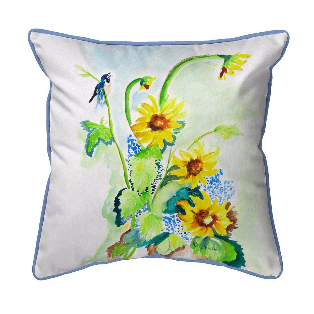 Sunflower & Bird Small Indoor/Outdoor Pillow 12x12. Picture 1