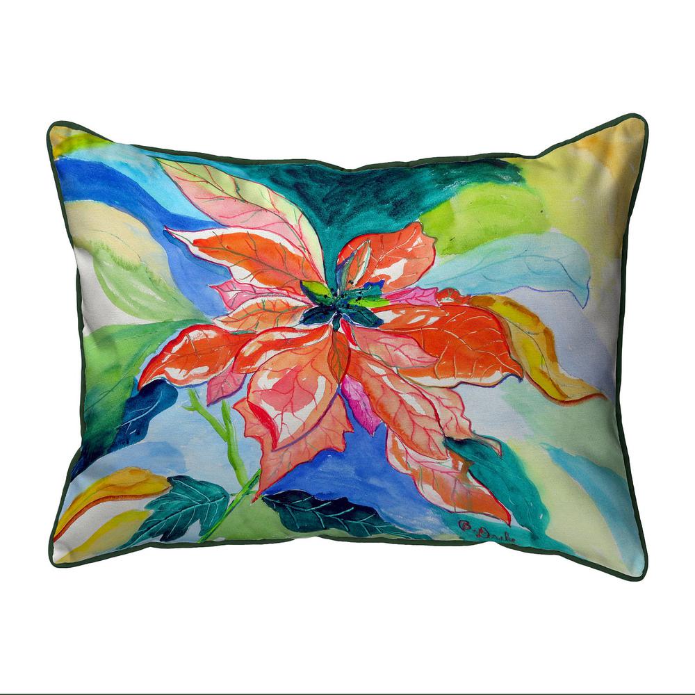 Peach Poinsettia Small Indoor/Outdoor Pillow 11x14. Picture 1