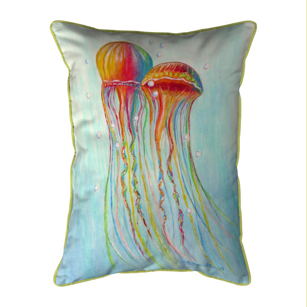 Colorful Jellyfish Small Indoor/Outdoor Pillow 11x14. Picture 1