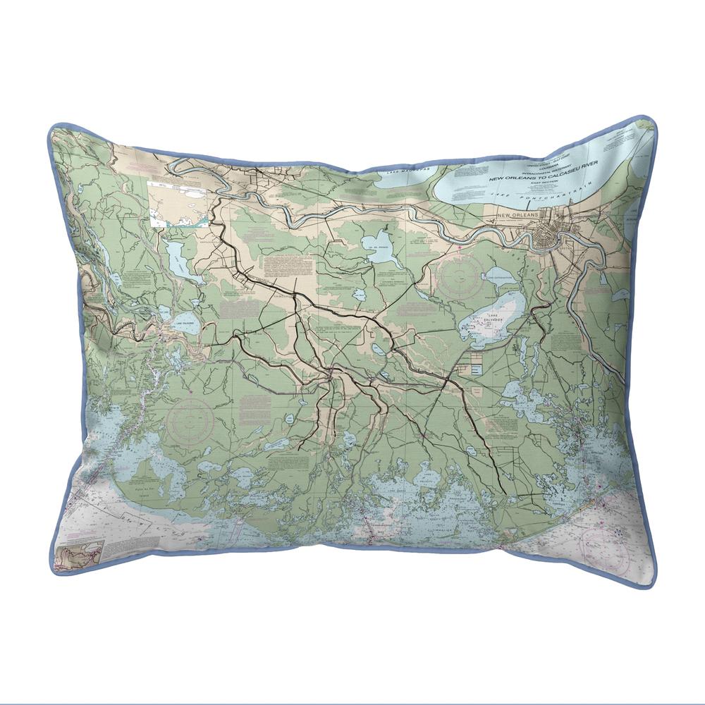 New Orleans to Calcasieu River, LA Nautical Map Small Corded Indoor/Outdoor Pillow 11x14. Picture 1