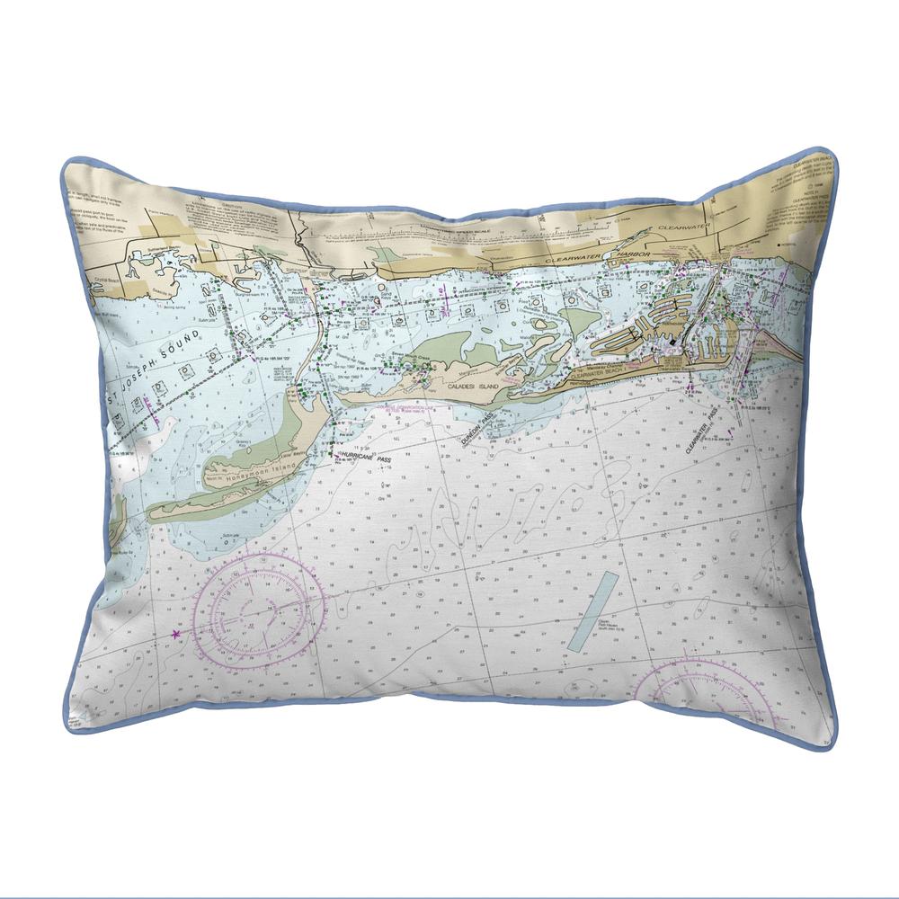 Clearwater Harbor, FL Nautical Map Small Corded Indoor/Outdoor Pillow 11x14. Picture 1