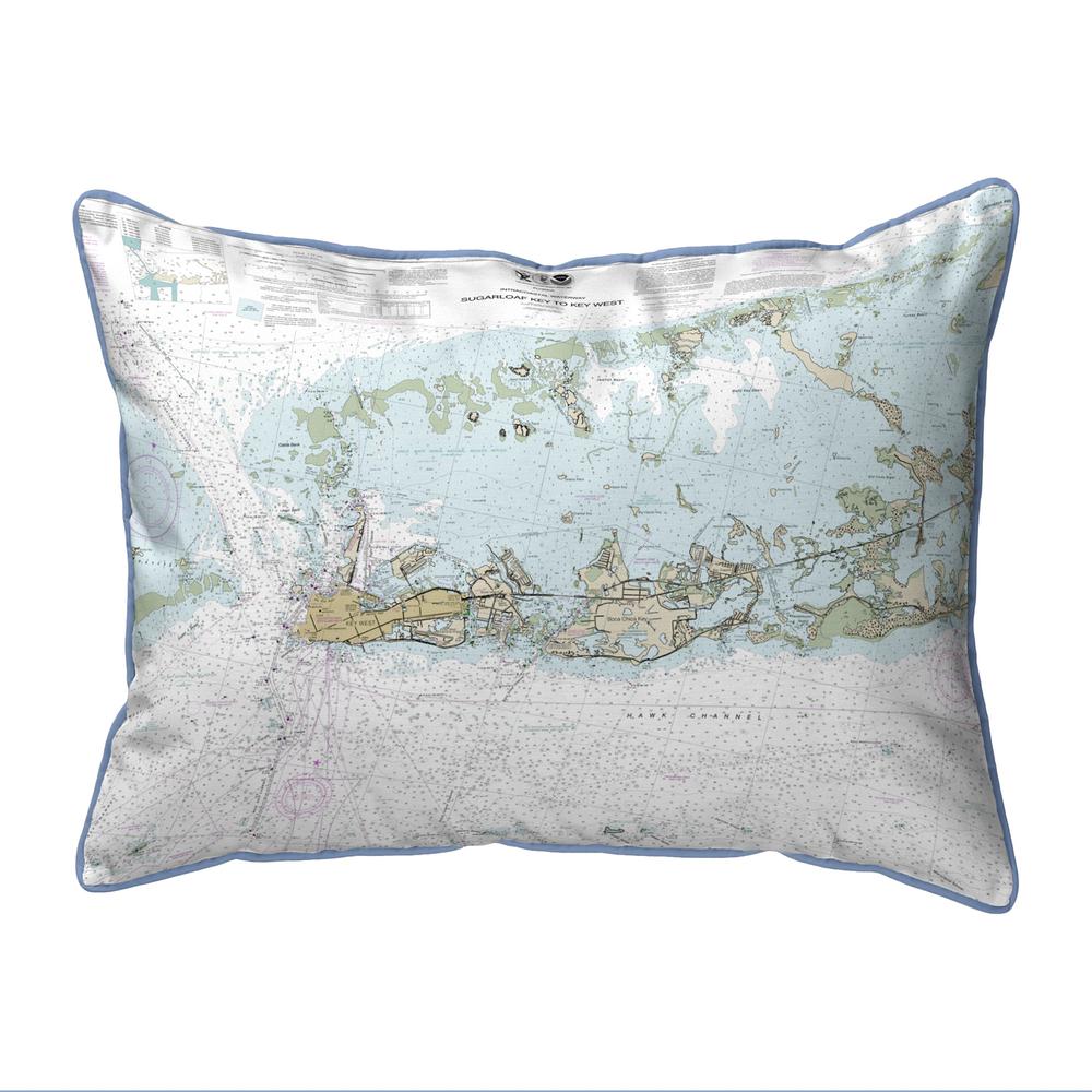 Sugarloaf Key to Key West, FL Nautical Map Small Corded Indoor/Outdoor Pillow 11x14. Picture 1
