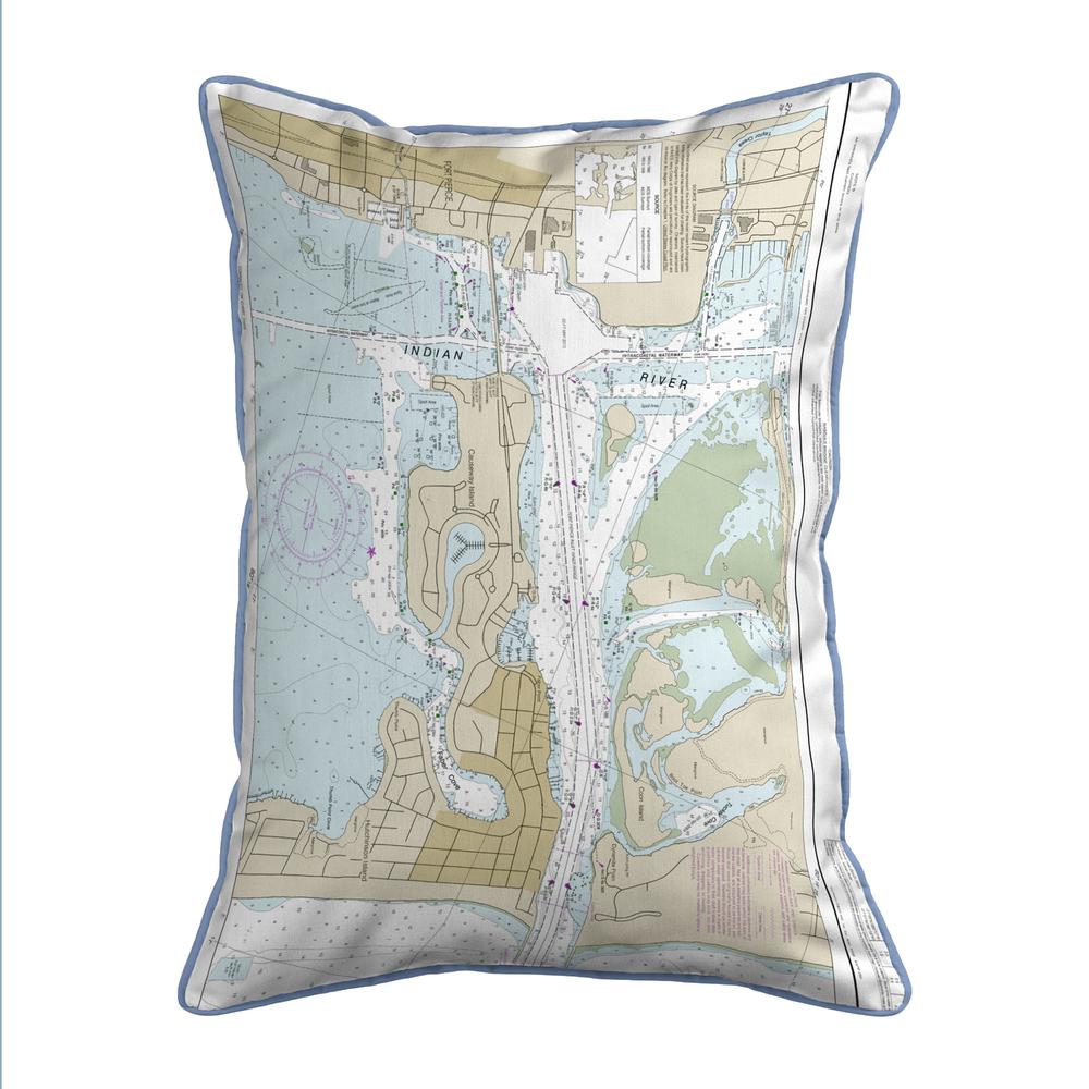 Fort Pierce Harbor, FL Nautical Map Small Corded Indoor/Outdoor Pillow 11x14. Picture 1