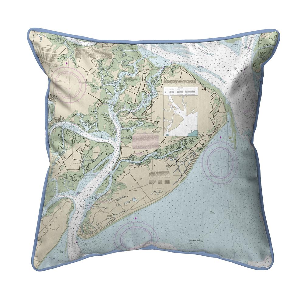 Hilton Head, SC Nautical Map Small Corded Indoor/Outdoor Pillow 12x12. Picture 1