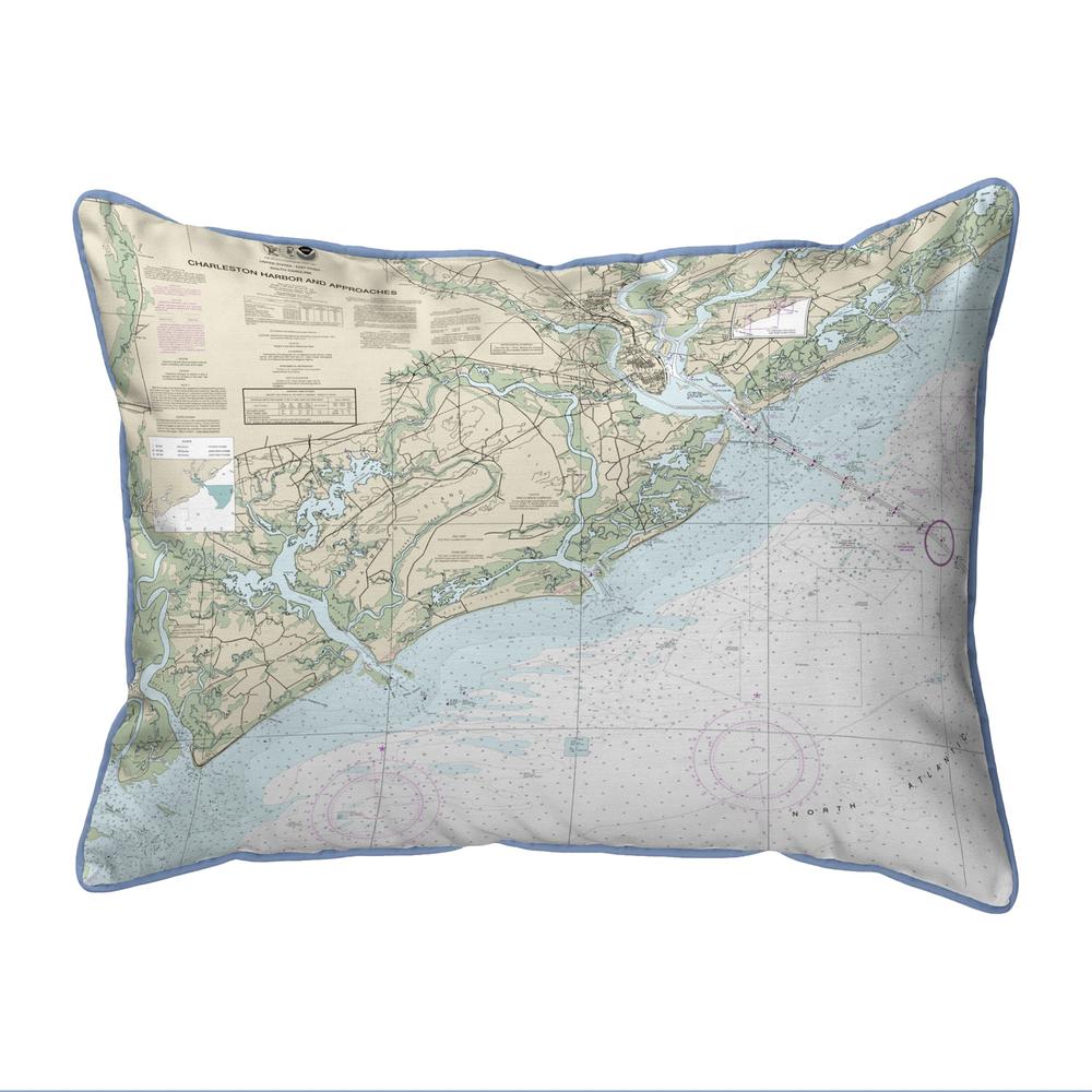 Charleston Harbor and Approaches, SC Nautical Map Small Corded Indoor/Outdoor Pillow 11x14. Picture 1