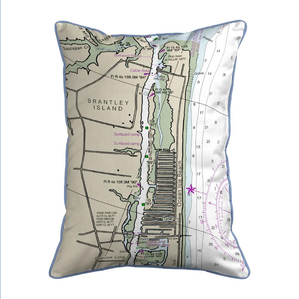 Ocean Isle, NC Nautical Map Small Corded Indoor/Outdoor Pillow 11x14. Picture 1