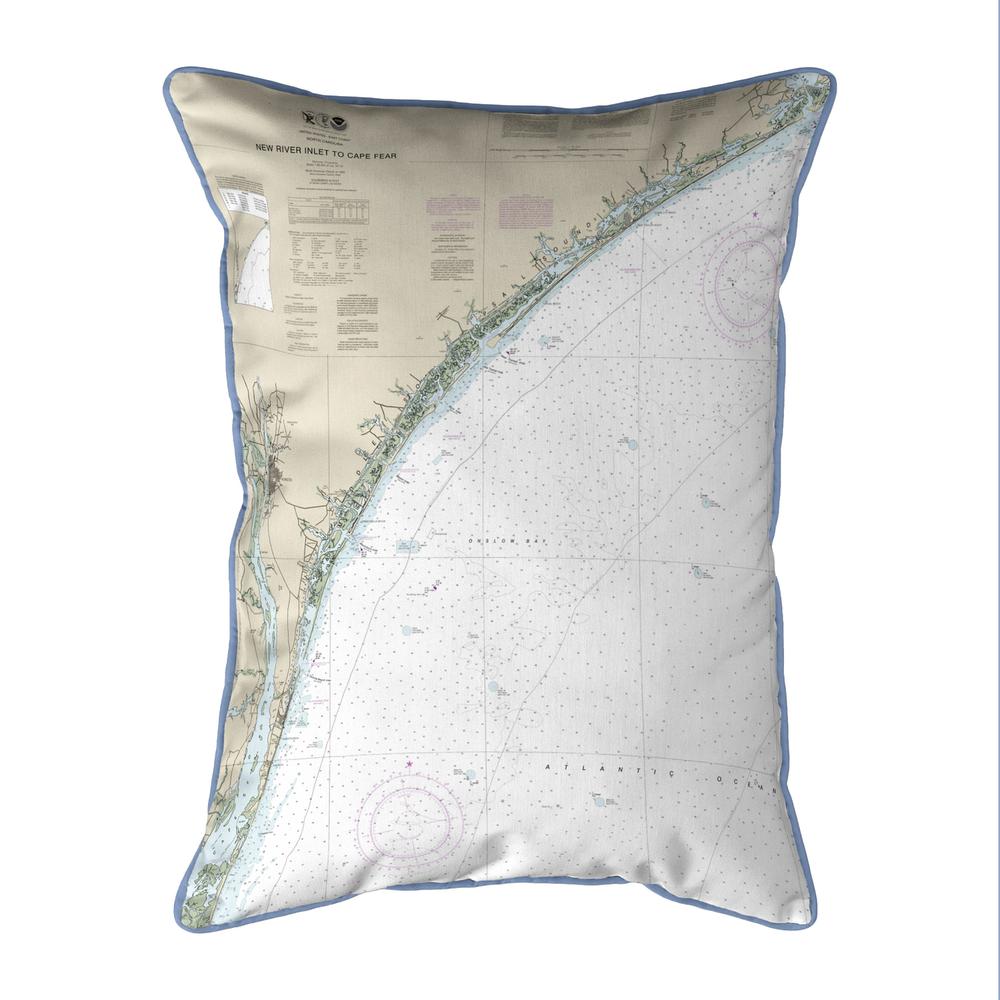 New River Inlet to Cape Fear - Topsail, NC Nautical Map Small Corded Indoor/Outdoor Pillow 11x14. Picture 1