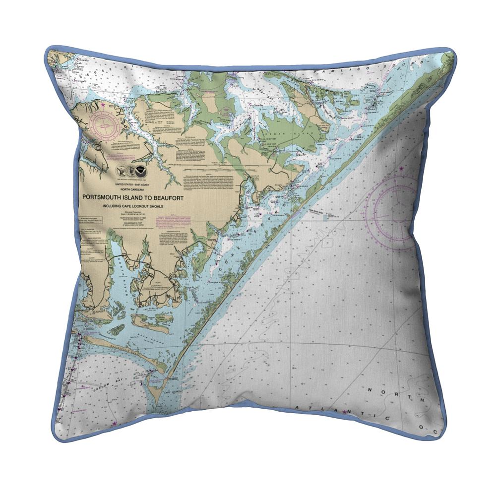 Portsmouth Island to Beaufort - Core Sound, NC Nautical Map Small Corded Indoor/Outdoor Pillow 12x12. Picture 1