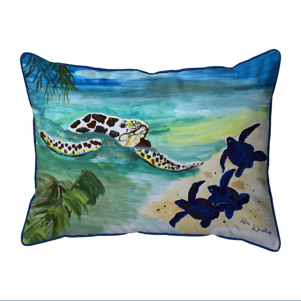 Sea Turtle & Babies Small Indoor/Outdoor Pillow 11x14. The main picture.