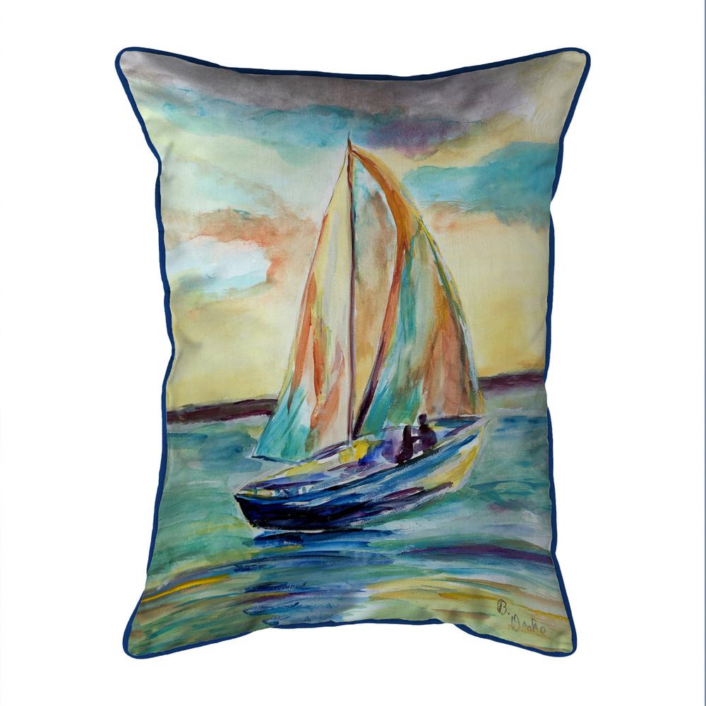Teal Sailboat Small Indoor/Outdoor Pillow 11x14. Picture 1