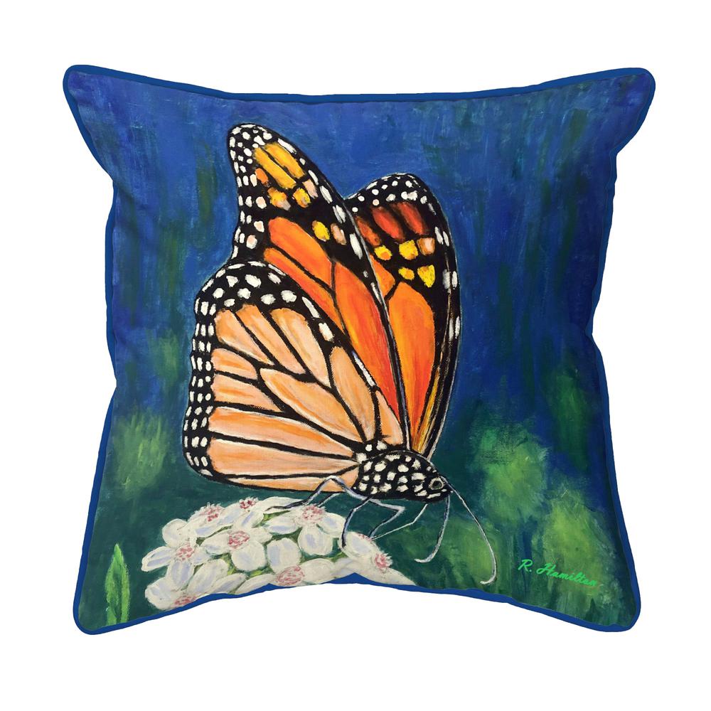 Monarch & Flower Small Indoor/Outdoor Pillow 12x12. Picture 1