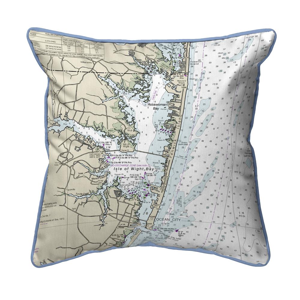 Fenwick Island to Chincoteague Inlet, VA Nautical Map Small Corded Indoor/Outdoor Pillow 12x12. Picture 1
