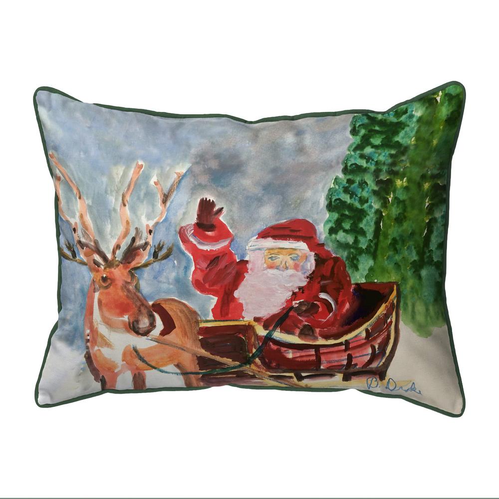 Reindeer & Santa Small Indoor/Outdoor Pillow 11x14. Picture 1