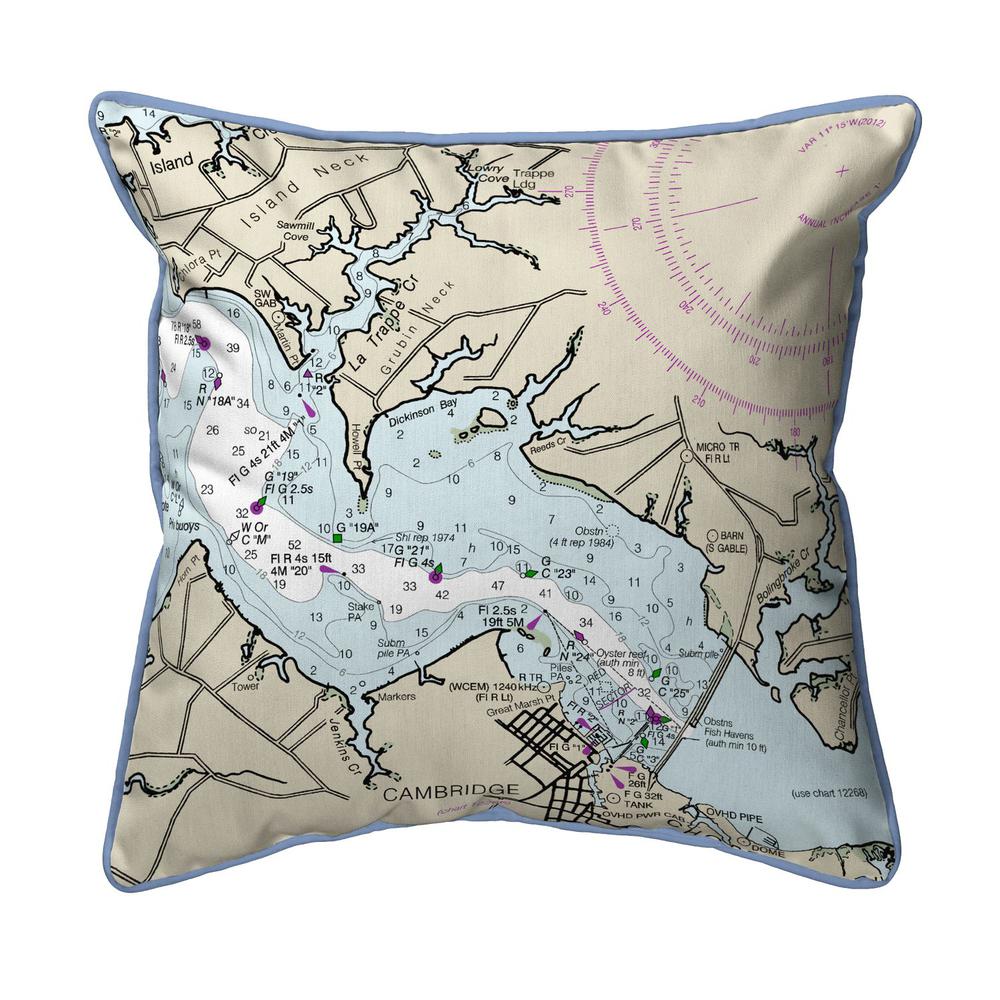 Cambridge, MD Nautical Map Small Indoor/Outdoor Pillow 12x12. Picture 1