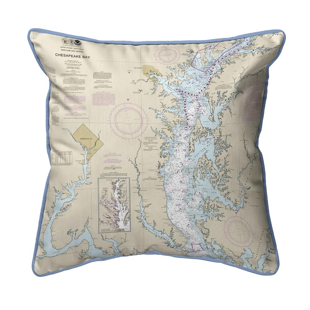 Chesapeake Bay - Rock Hall, MD and VA Nautical Map Small Corded Indoor/Outdoor Pillow 12x12. Picture 1