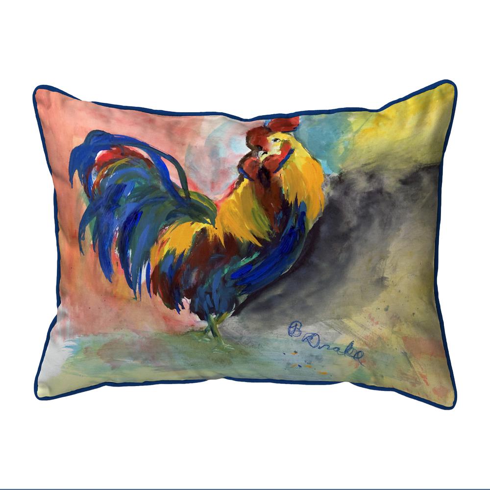 Blue Tail Rooster Small Indoor/Outdoor Pillow 12x12. Picture 1