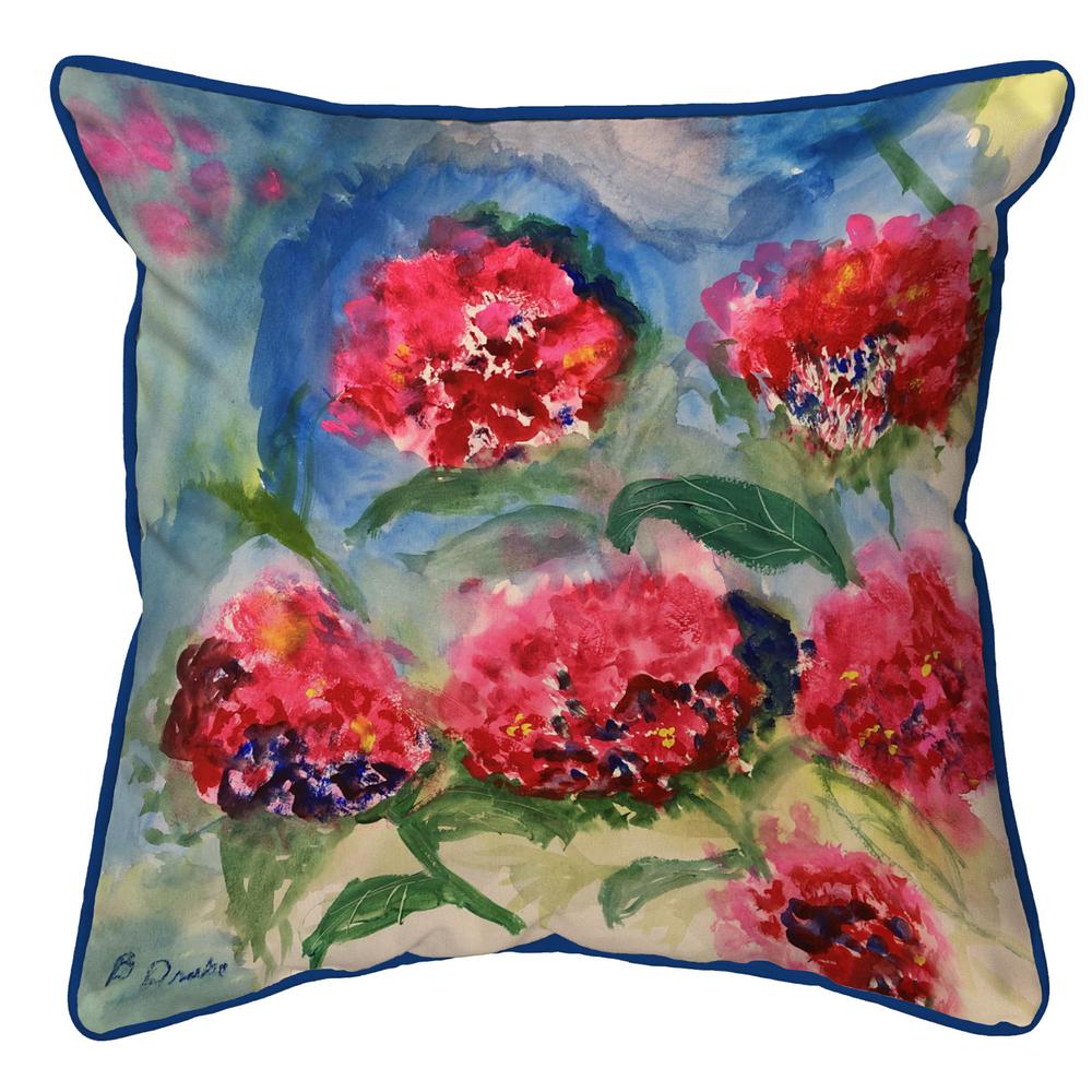 Red Geraniums Small Indoor/Outdoor Pillow 12x12. Picture 1