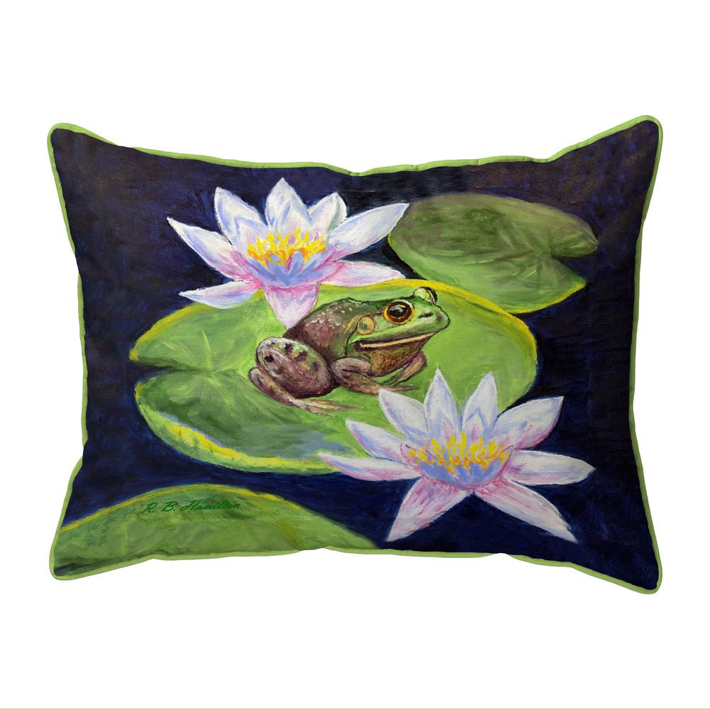 Frog & Lily Small Indoor/Outdoor Pillow 11x14. Picture 1