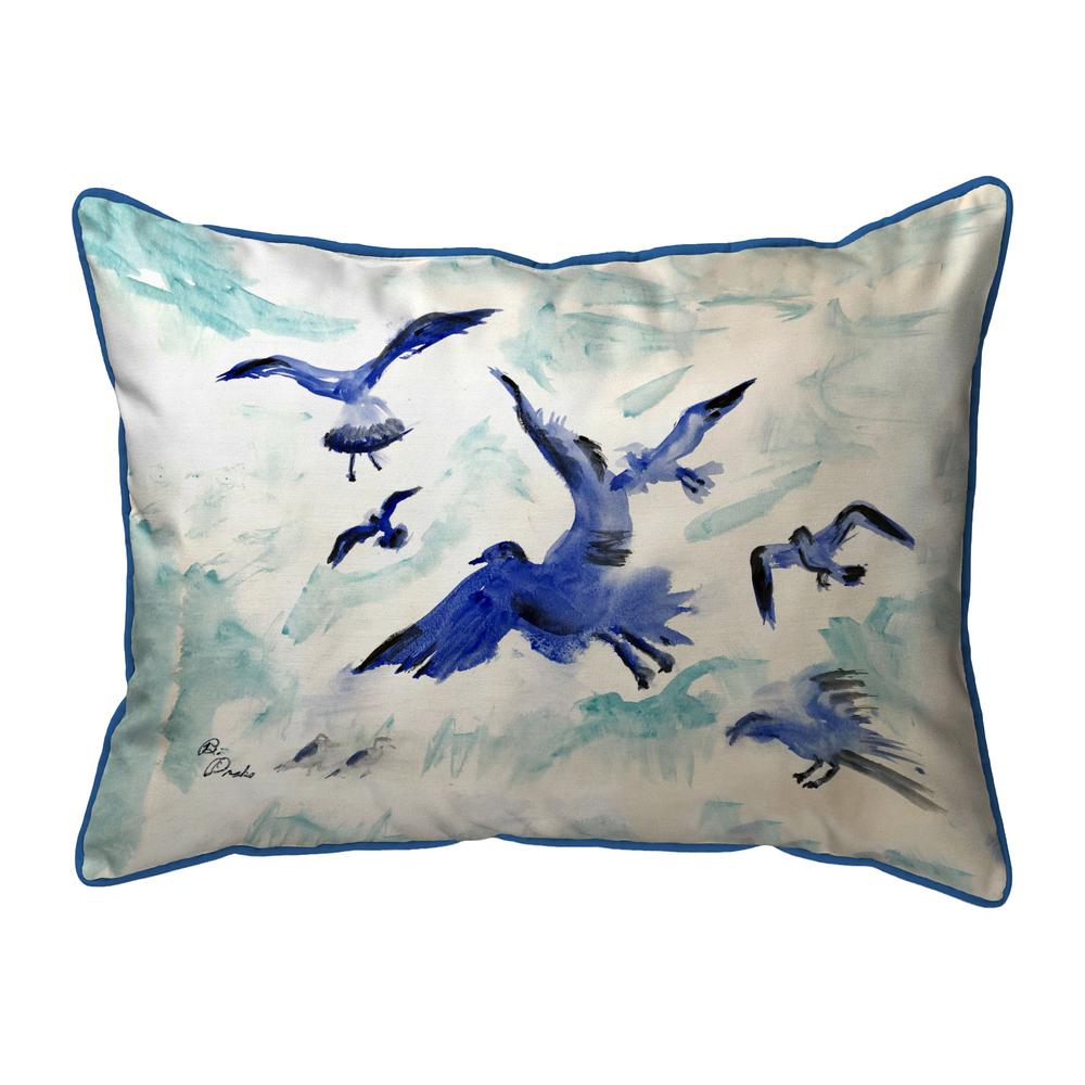 Flocking Gulls Small Indoor/Outdoor Pillow 11x14. Picture 1