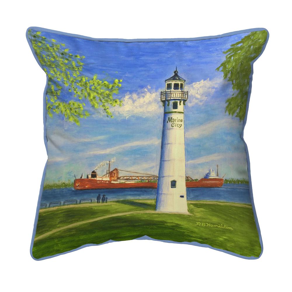 Marine City Lighthouse, MI Small Indoor/Outdoor Pillow 12x12. Picture 1