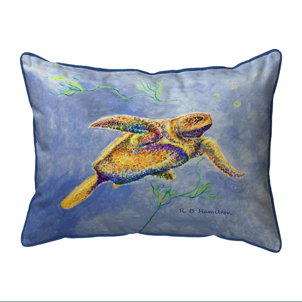 Pointillist Sea Turtle Small Indoor/Outdoor Pillow 11x14. Picture 1