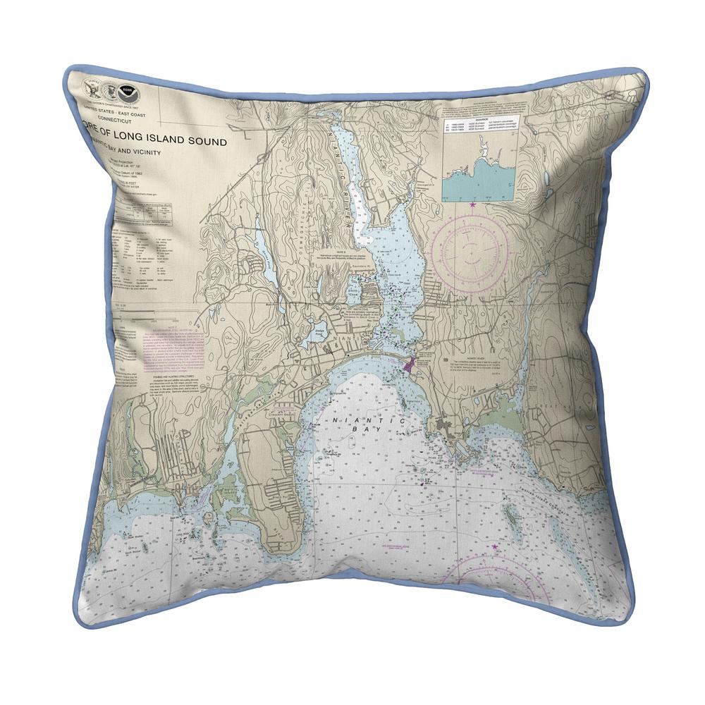 North Shore Long Island to Niantic Bay, CT Nautical Map Small Corded Indoor/Outdoor Pillow 12x12. Picture 1