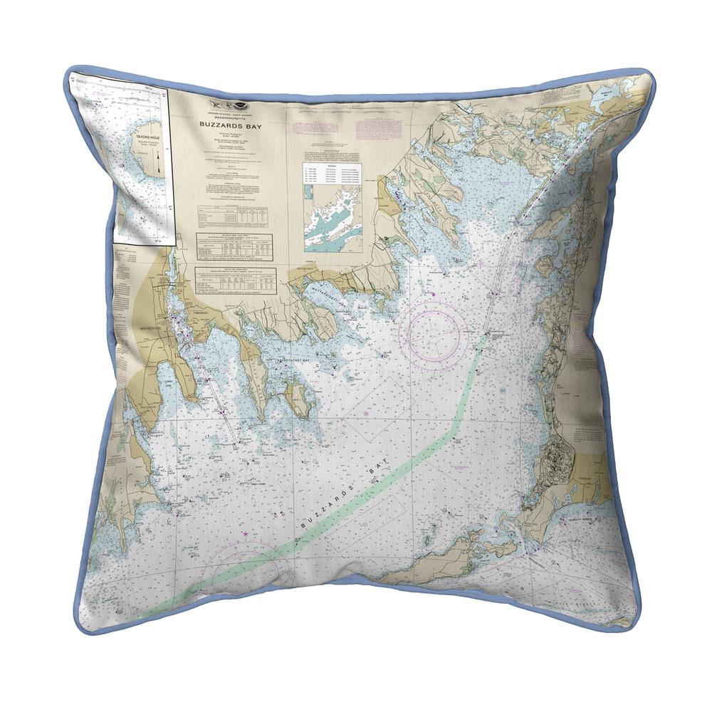 Buzzards Bay, MA Nautical Map Small Corded Indoor/Outdoor Pillow 12x12. Picture 1