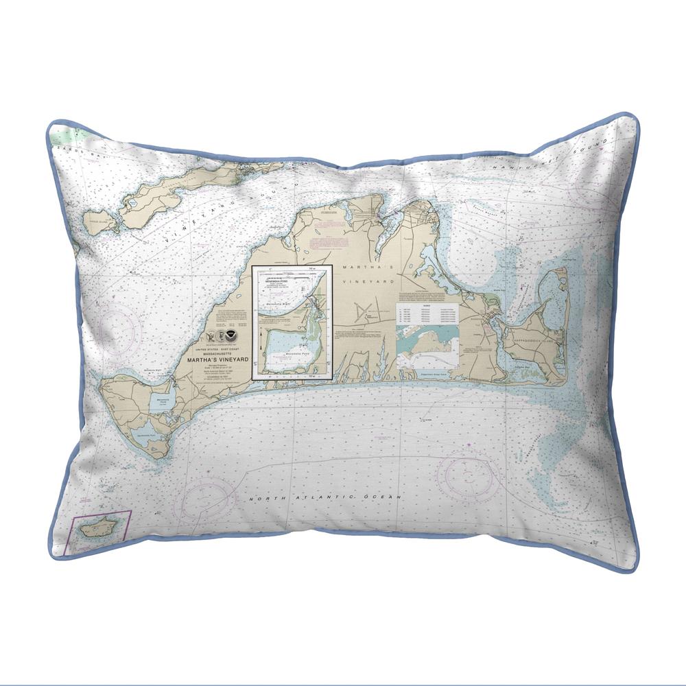 Martha's Vineyard, MA Nautical Map Small Corded Indoor/Outdoor Pillow 11x14. Picture 1