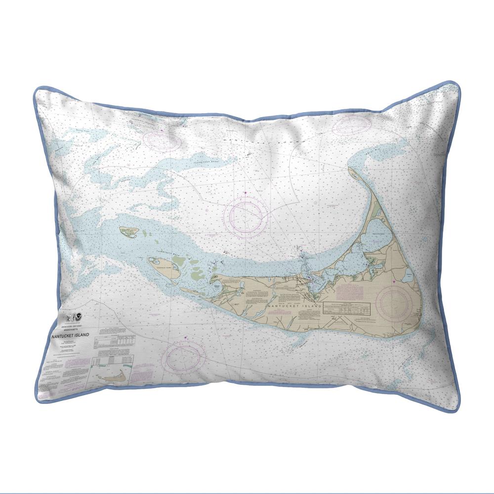 Nantucket Island, MA Nautical Map Small Corded Indoor/Outdoor Pillow 11x14. Picture 1