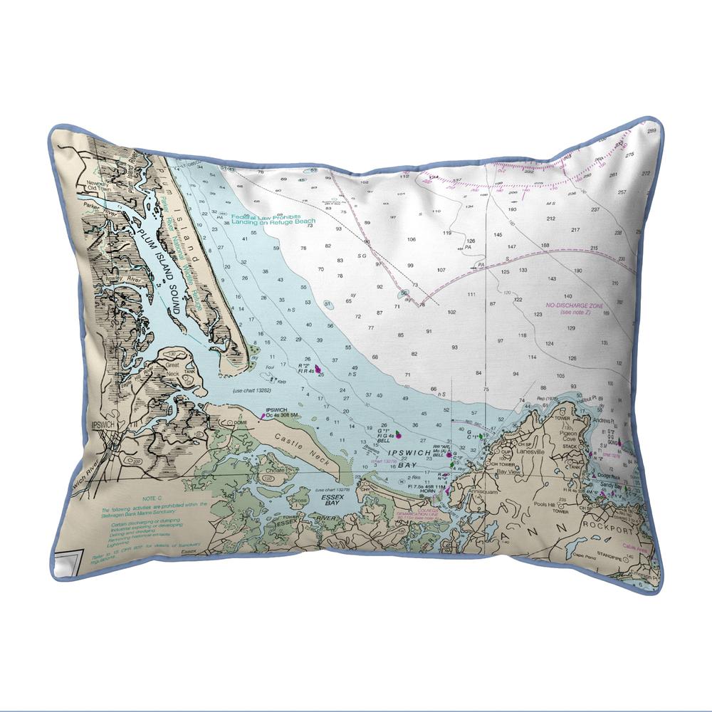 Plum Island Sound, MA Nautical Map Small Corded Indoor/Outdoor Pillow 11x14. Picture 1