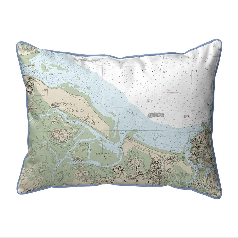 Essex Bay and Essex River, MA Nautical Map Small Corded Indoor/Outdoor Pillow 11x14. Picture 1
