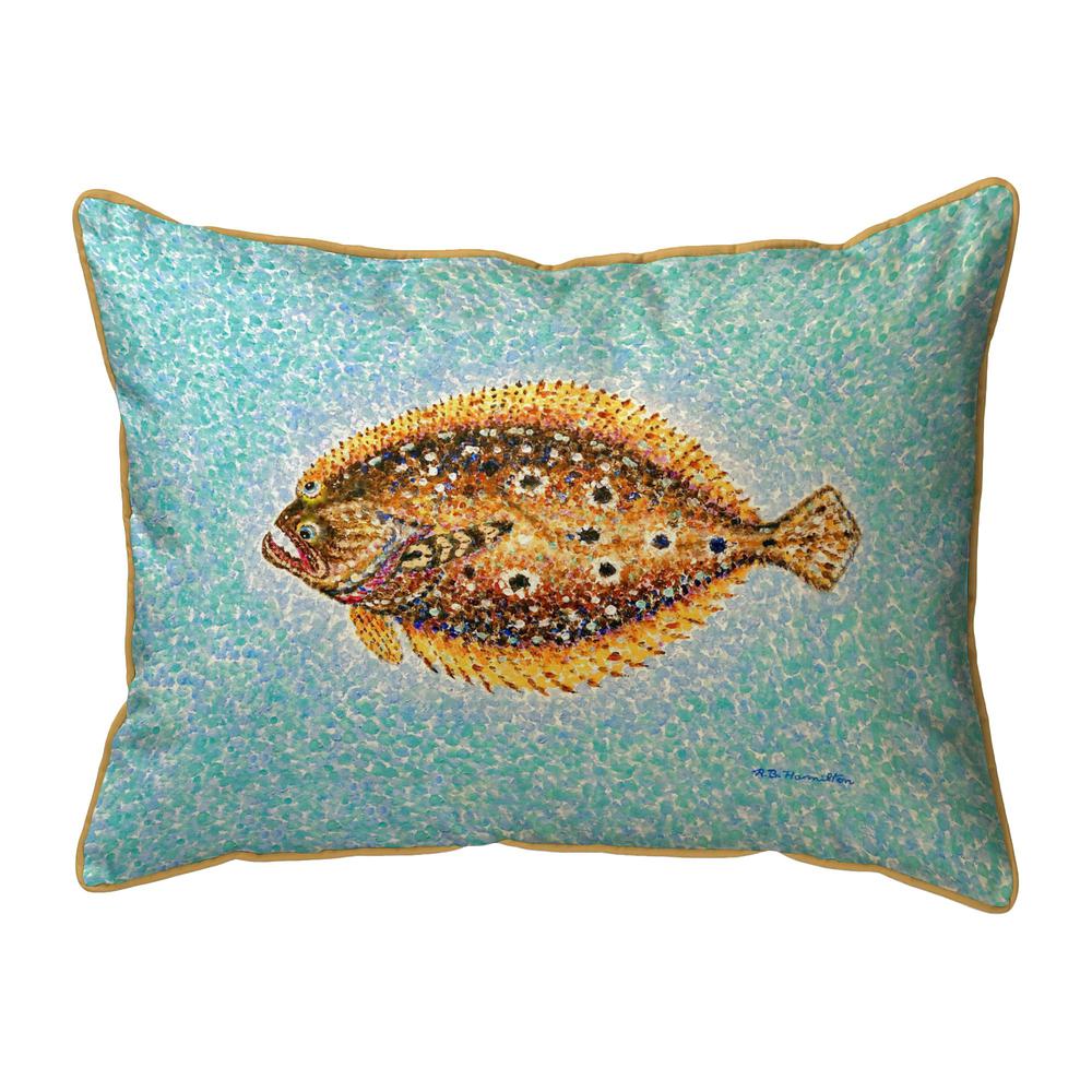 Pointillist Flounder Small Indoor/Outdoor Pillow 11x14. Picture 1