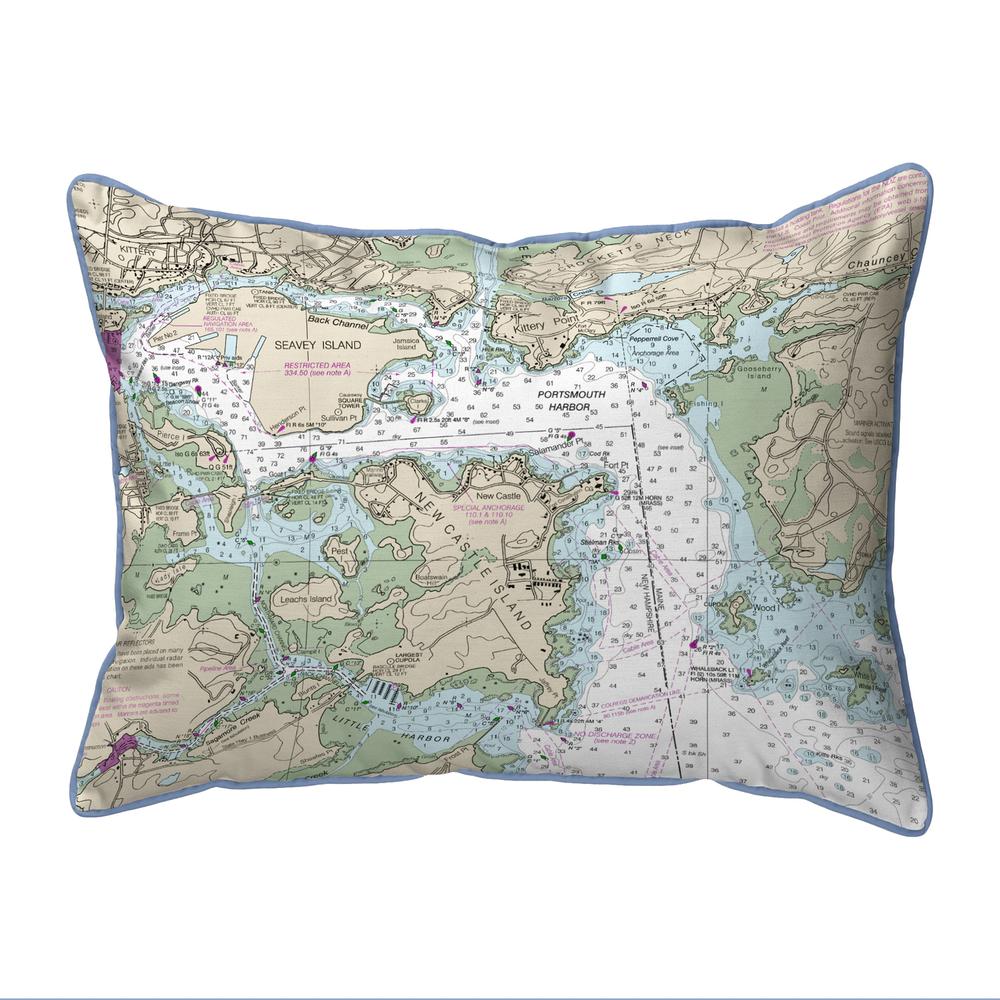 Portsmouth Harbor, NH Nautical Map Small Corded Indoor/Outdoor Pillow 11x14. Picture 1