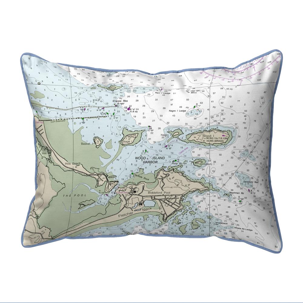 Biddleford Pool, ME Nautical Map - Light Blue Cord Small Corded Indoor/Outdoor Pillow 11x14. Picture 1