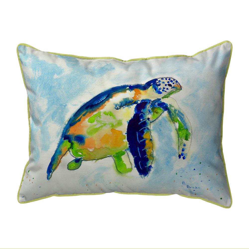 Blue Sea Turtle Small Indoor/Outdoor Pillow 11x14. Picture 1